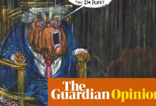 Martin Rowson na eleição do primeiro papa dos EUA - desenho animado