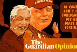 Rebecca Hendin no Farage-Trump Nexus-desenho animado