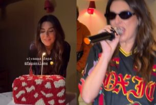 Fernanda Paes Leme celebra 42 anos em karaokê e canta até Sandy e Junior: 'Desculpa Sandy'