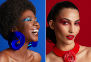 Maquiagem azul ou vermelha? Festival de Parintins inspira editorial de beleza nas cores do Boi Caprichoso e do Boi Garantido