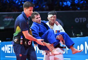 Michel Augusto torce o pé, perde o bronze no Mundial de Judô e sai carregado por adversário