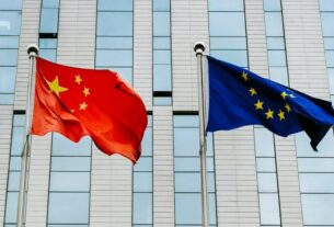 bandeiras da China e da UE
