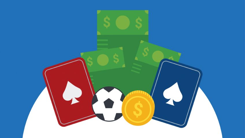 Arte gráfica com símbolos relacionados a esportes e bets (casas de apostas