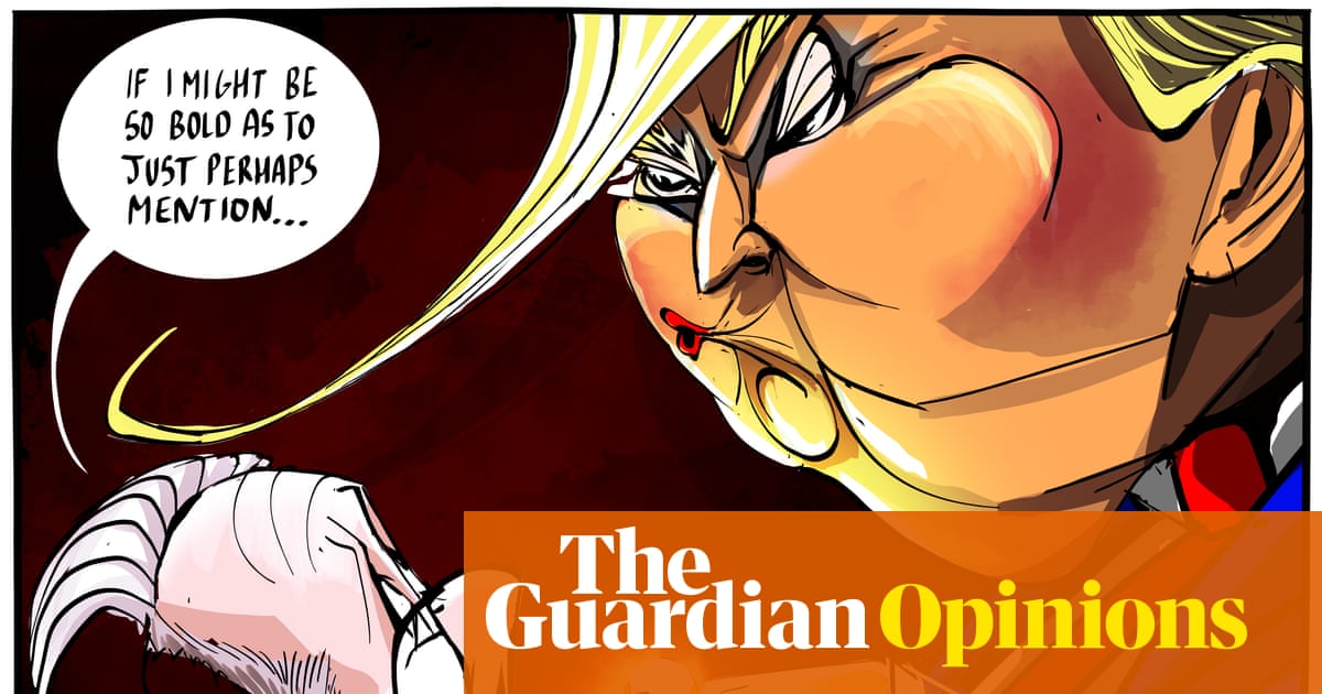 Ella Baron na reunião de Keir Starmer com Donald Trump - desenho animado