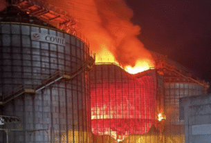 Incêndio atinge silo de grãos no Rio Grande do Sul