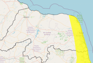 Inmet emite alerta de chuva para 35 cidades do litoral do RN