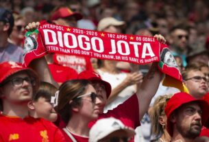 Liverpool homenageia Diogo Jota em primeira partida após morte do jogador
